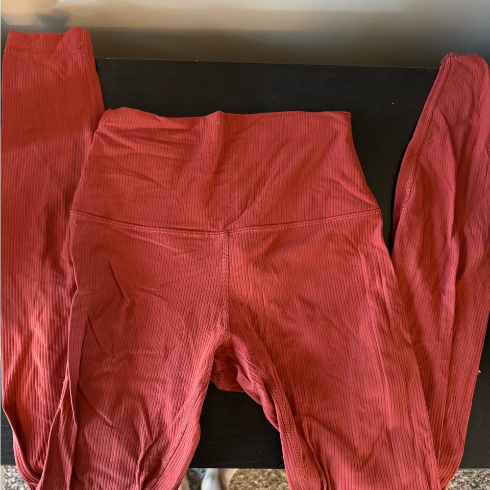 Lululemon Athletica Ribbed Red Leggings